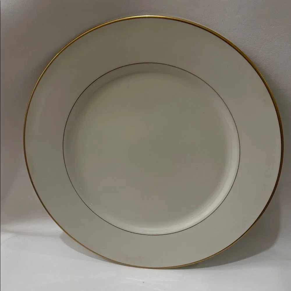 Royal Limited Golden Ivory Gold Trim 12 Inch Elegant Chop Plate Round Platter